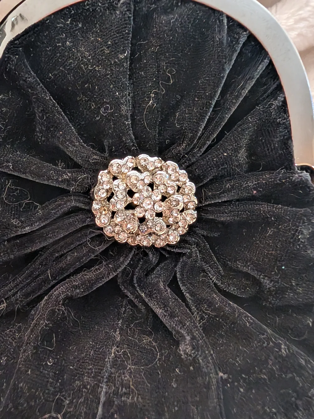 Vintage REDMOND Black Velvet Evening Bag Rhinestone Wristlet Purse 1970s